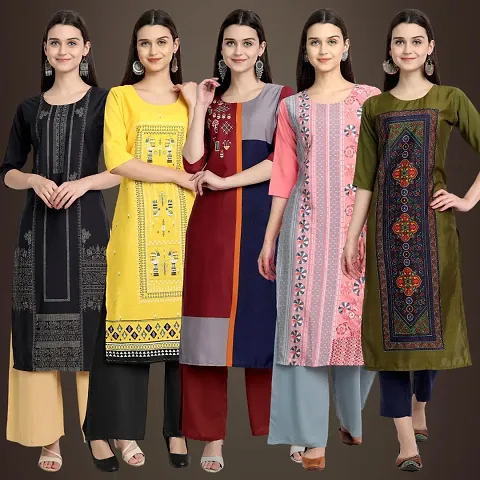 Stylish Fancy Crepe Kurtis - Pack Of 5