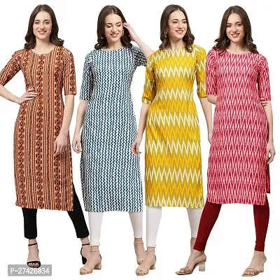 Stylish Multicoloured Crepe Stitched Kurta For Women Pack of 4-thumb0