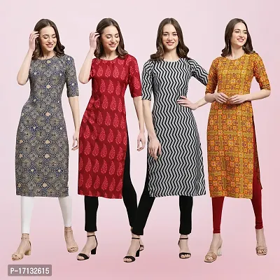 Women Stylish Crepe Printed Straight Kurta