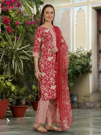 Stylish Cotton Blend Printed Kurta With Pant And Dupatta Set For Women-thumb4