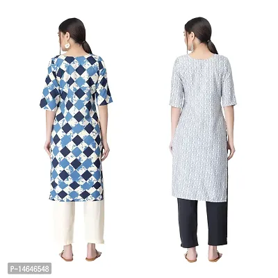 Attarctive Crepe Printed Straight Kurti Combo For Women Pack Of 2-thumb2