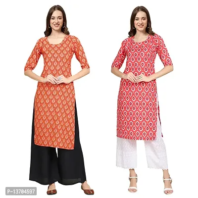 Stylish Crepe Digital Printed Kurta For Women- Pack Of 2-thumb0