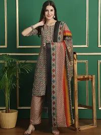 Stylish Multicoloured Crepe Printed Kurta Bottom and Dupatta Set For Women-thumb1