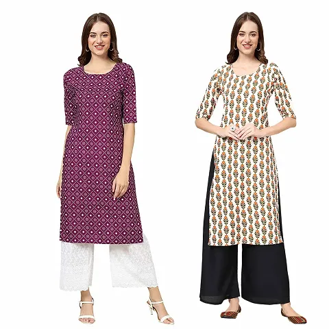 Straight Crepe Kurta Pack Of 2