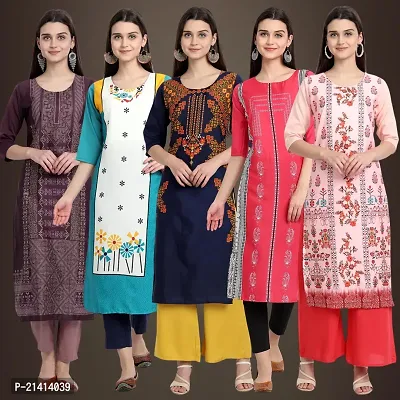 Fancy Crepe Kurtis For Women Pack Of 5-thumb0