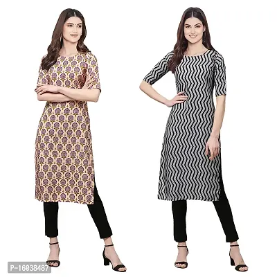 Stylish Digital Printed Women Crepe Kurta- Pack of 2