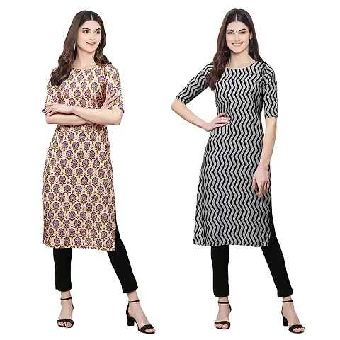 Stylish Crepe Printed Kurti - Pack of 2