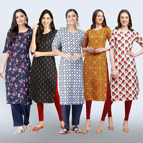 Women Stylish Crepe Straight Kurta Combo