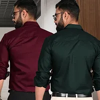 Comfortable Multicoloured Cotton Long Sleeve Formal Shirt For Men Pack Of 2-thumb1