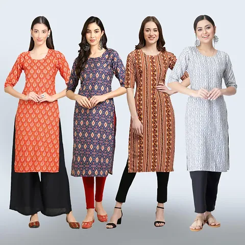 Women Stylish Crepe Straight Kurta