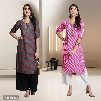 Fancy Rayon Kurtis For Women Pack Of 2-thumb0