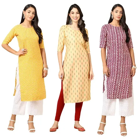 Stylish Crepe Stitched Kurta For Women Pack of 3