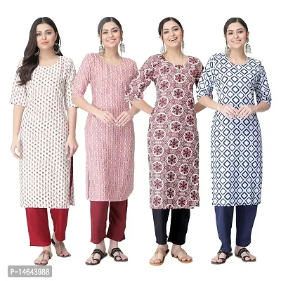 New Crepe Combo Printed Kurtis For Women Pack Of 4