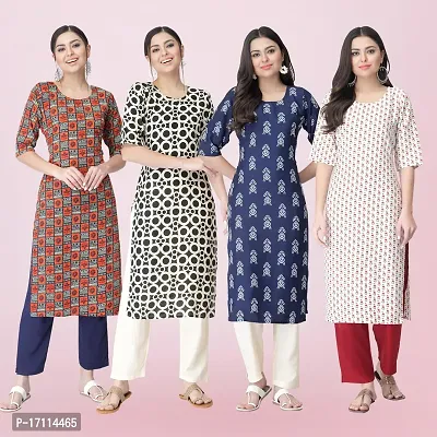 Women Stylish Crepe Printed Straight Kurta