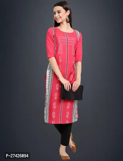 Stylish Pink Crepe Stitched Kurta For Women-thumb0