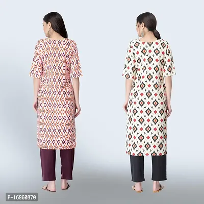 Women Stylish Crepe Ethnic Motif Casual Straight Kurta-thumb2