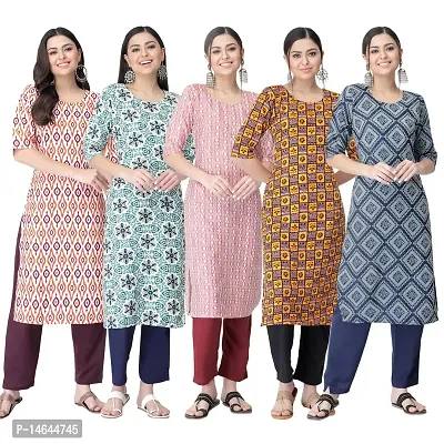 New Crepe Printed Kurtis Combo For Women Pack Of 5