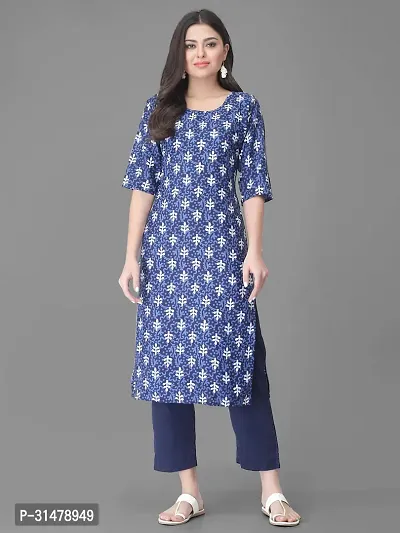 Stylish Crepe Printed Straight Kurta With Pant Set For Women-thumb2