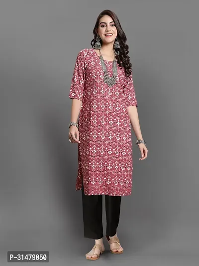 Stylish Crepe Printed Straight Kurta With Pant Set For Women-thumb2