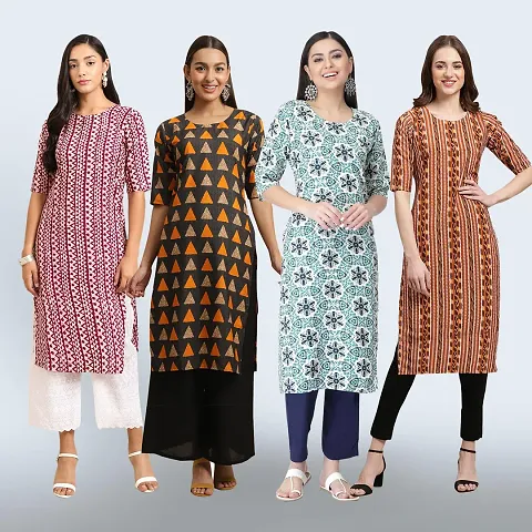 Women Stylish Crepe Straight Kurta