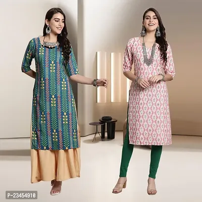 Fancy Rayon Kurtis For Women Pack Of 2-thumb0