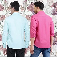 Elegant Cotton Multicoloured Long Sleeves Formal Shirt For Men- Pack Of 2-thumb1