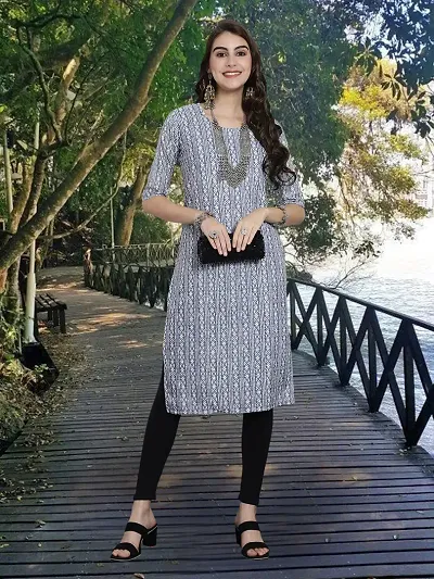 Stylish Crepe Straight Printed Kurta