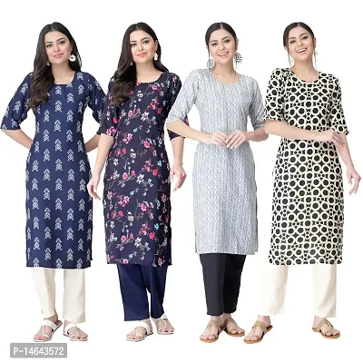 New Crepe Combo Printed Kurtis For Women Pack Of 4