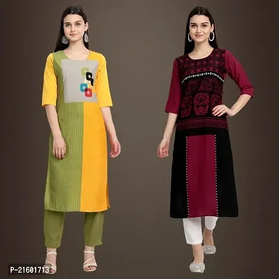 Best Trendy Crepe Printed Kurti For Women Combo Of 2-thumb0