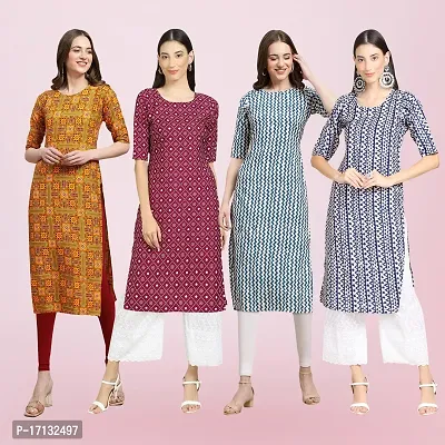 Women Stylish Crepe Printed Straight Kurta