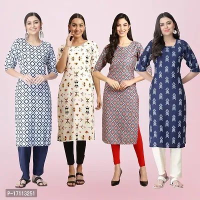 Women Stylish Crepe Printed Straight Kurta