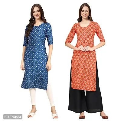 Stylish Crepe Digital Printed Kurta For Women- Pack Of 2