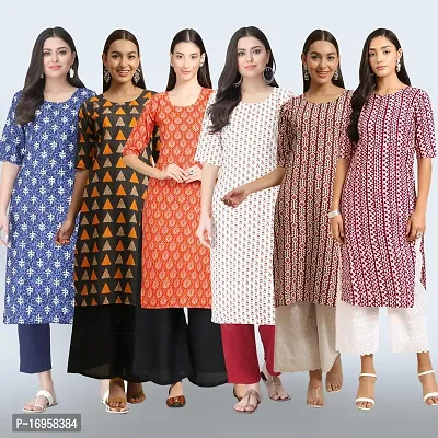 Women Stylish Crepe Printed Straight Kurta Combo-thumb0