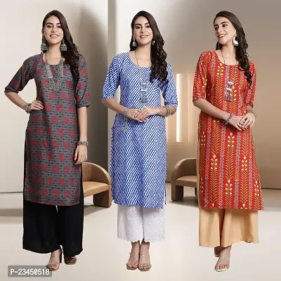 Fancy Rayon Kurtis For Women Pack Of 3-thumb0