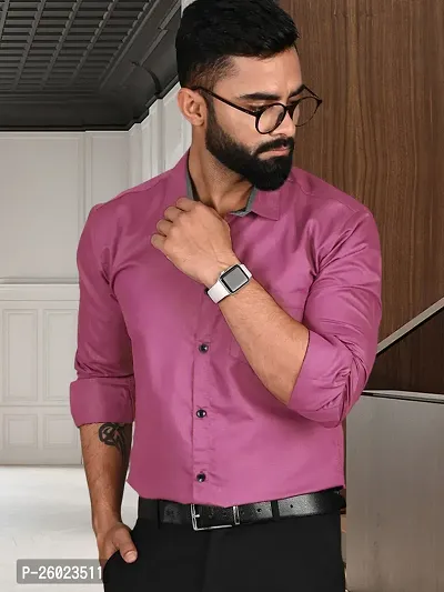 Reliable Purple Cotton Solid Long Sleeve Formal Shirts For Men-thumb5