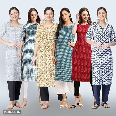 Women Stylish Crepe Printed Straight Kurta Combo