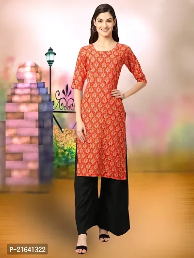 Fancy Crepe Printed Stitched Kurta For Women-thumb0