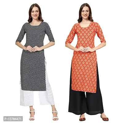 Stylish Crepe Digital Printed Kurta For Women- Pack Of 2-thumb0