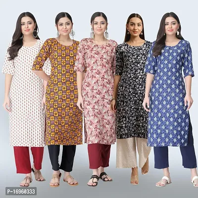 Women Stylish Crepe Printed Staright Kurta