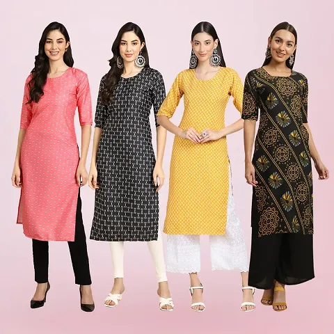 Women Stylish Crepe Straight Kurta