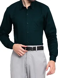 Men Stylish Green Cotton Solid Long Sleeve Semi Formal Shirt-thumb3