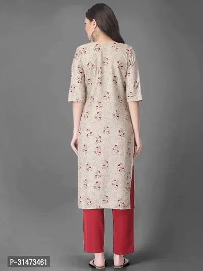 Stylish Beige Crepe Printed Kurta Bottom Set For Women-thumb3