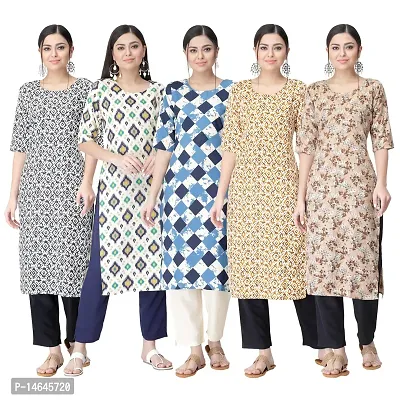 New Crepe Printed Kurtis Combo For Women Pack Of 5-thumb0