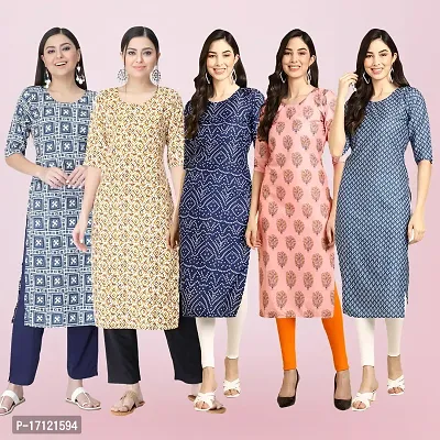 Women Stylish Crepe Printed Straight Kurta