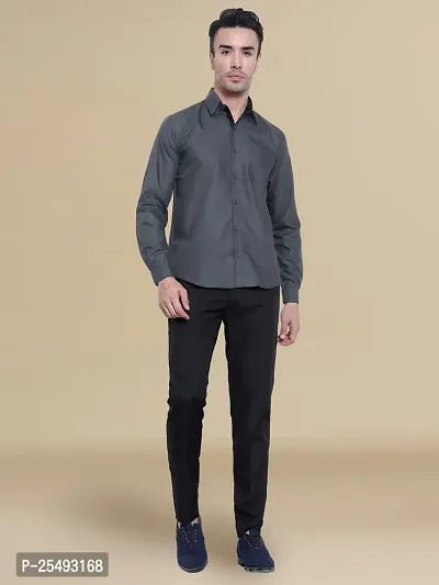 Reliable Grey Cotton Solid Long Sleeve Casual Shirts For Men