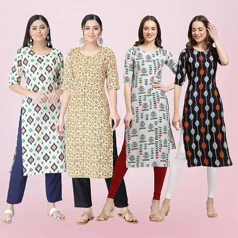 Women Stylish Crepe Printed Straight Kurta