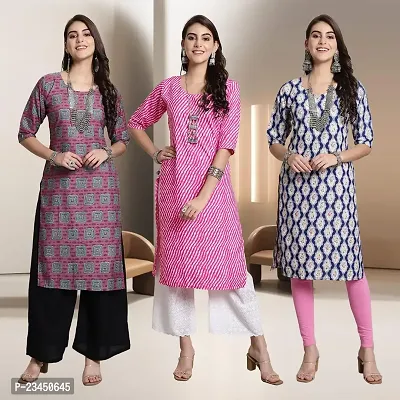 Fancy Rayon Kurtis For Women Pack Of 3-thumb0