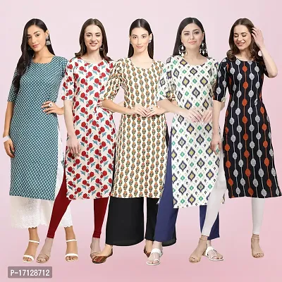 Women Stylish Crepe Printed Straight Kurta