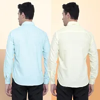 Elegant Cotton Multicoloured Long Sleeves Formal Shirt For Men- Pack Of 2-thumb1