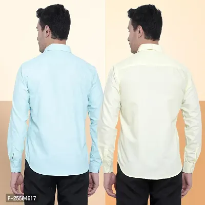 Elegant Cotton Multicoloured Long Sleeves Formal Shirt For Men- Pack Of 2-thumb2